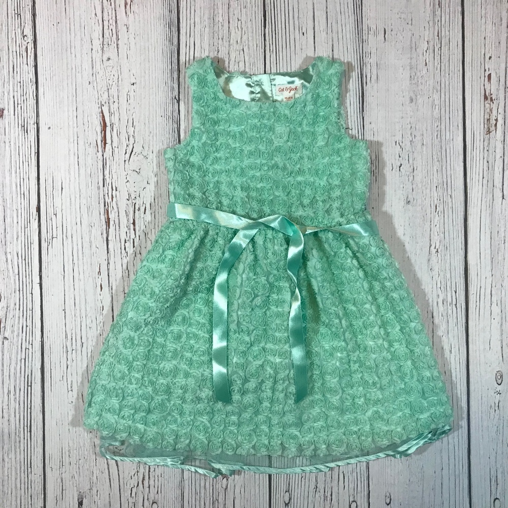 Girls Cat n Jack Mint Rosette Dress